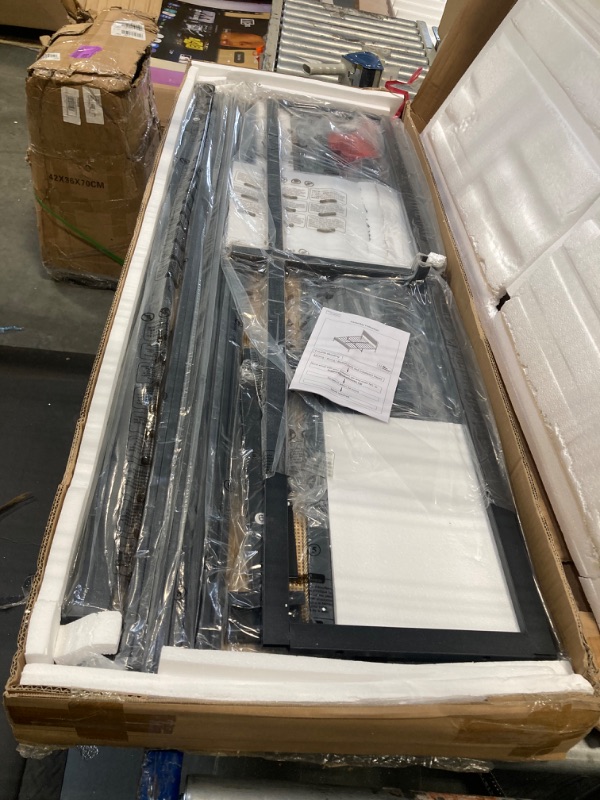 Photo 1 of *****FACTORY SEALED*****IDEALHOUSE Boho Style Full Bed Frame with Rattan Headboard, Platform Bed Frame with Strong Metal Slat Support,No Box Spring Needed,Black & Oak (Full)