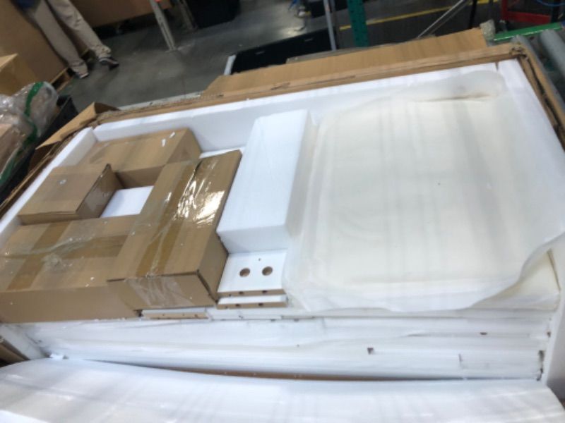 Photo 1 of ***SET OF 2 BOXES****Pamapic Glass Top Vanity Desk with Mirror and Lights, 11 Drawers Makeup Vanity with Charging Station and Chair, Golden Handles Dressing Table, 3 Lighting Modes Makeup Table, White