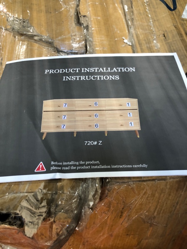 Photo 1 of    ******(HAS BEN USED!!!!!Chrangmay 9 Drawer Dresser,63" Wide Mid Century Modern Chest of Drawers,Wooden Bedroom Drawer Dresser with 9 Storage Drawers for Bedroom, Living Room,with Anti-Tipping Device,Natural