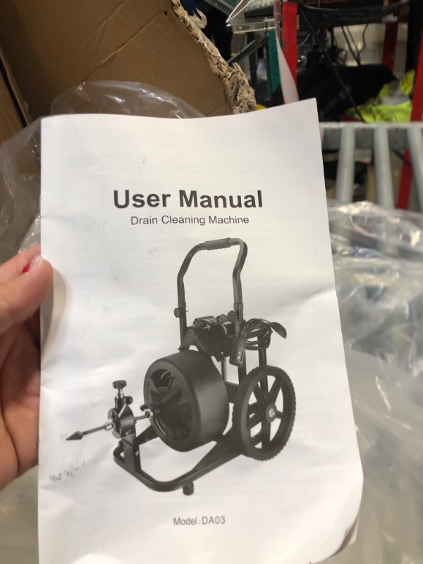 Photo 1 of ******* MISSING SOME TOOLS AND THE HANDEL***GarveeTech 100 ft 1/2 in Auto-feed Electric Drain Cleaner Machine, Heavy-duty Drain Auger for 1” to 4” Pipes w/ 6 Cutters, Gloves, Drain Auger Cleaner Sewer Snake