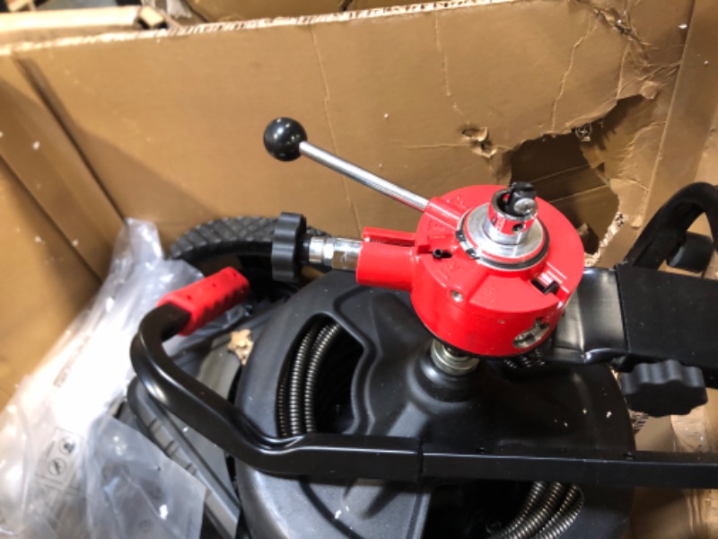 Photo 1 of ******* MISSING SOME TOOLS AND THE HANDEL***GarveeTech 100 ft 1/2 in Auto-feed Electric Drain Cleaner Machine, Heavy-duty Drain Auger for 1” to 4” Pipes w/ 6 Cutters, Gloves, Drain Auger Cleaner Sewer Snake
