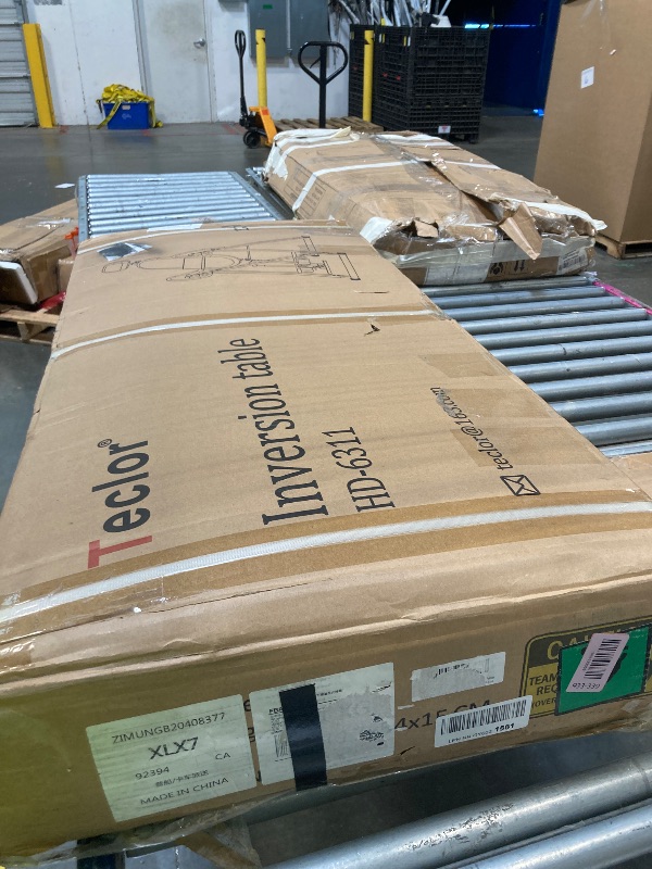 Photo 1 of ****HAS BEEN USED*** SCREWS MISSING AND SOME ARE INSIDE OF THE MATERIAL ALREADY*************Teclor Inversion Table for Back Pain Relief, 350 lbs Capacity Strength Training Inversion Equipment, Decompression Table for Pain Therapy Training with Safe Belt &