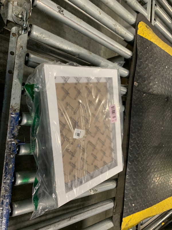 Photo 1 of ***SIMILAR ITEM***
PinPix pin Cork Bulletin Board Made from Canvas, Light Stone 18x12 Inches (Completed Size) and Framed in Satin White Frame (PinPix-Group-89)