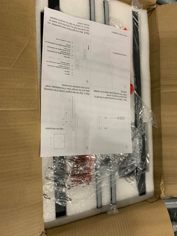 Photo 2 of Battery Operated LED Wall Sconces Set of 2, Wireless Rechargeable Wall Lights with Remote Control, 3000K-6000K Dimming Wall Decor Lamp for Living Room Hallway Dining Room Bedroom, 28.5 Inch Black