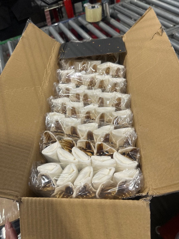 Photo 1 of Liacere 400PCS Gold Plastic Silverware - Pre Rolled Napkins Disposable Gold Plastic Cutlery-Premium Quality Utensils-Includes 100Forks,100Knives,100Spoons,100 Napkins & Christmas & New Year