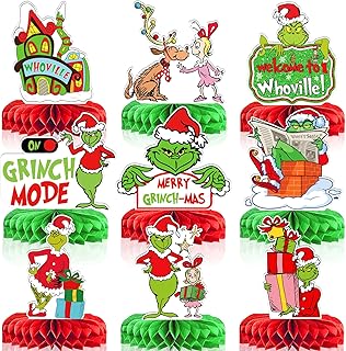 Photo 1 of 12pcs Christmas Decorations Honeycomb Centerpieces,Christmas Birthday Party Table Decorations,Green Red Centerpieces for Tables