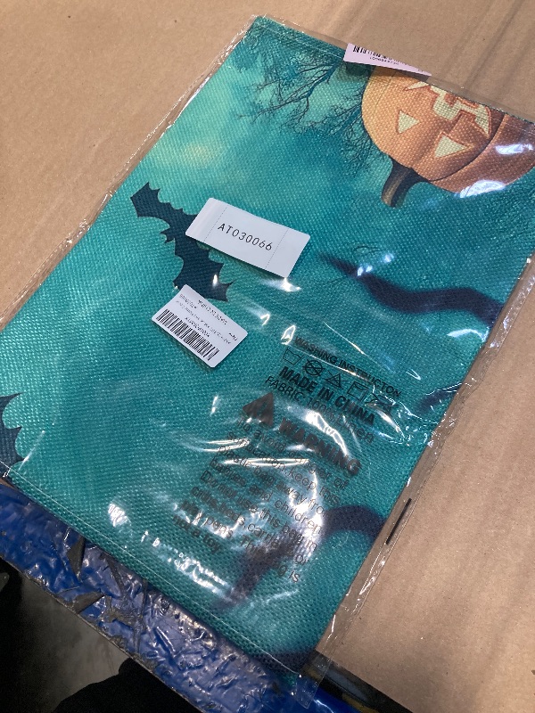 Photo 1 of ANNA QUEEN Halloween Table Runner 13x72 Inch, Witch Flying on Broom, Bats, Full Moon & Pumpkin Design, Spooky Table Decoration for Halloween Party, Dining Table, Fireplace, and Home Decor