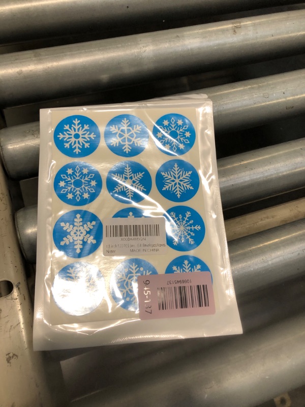 Photo 1 of 1.5 inch 120 PCS Snowflakes Merry Christmas Stickers Labels Adhesive Decorative Envelope Seals Stickers for Cards Envelopes Boxes