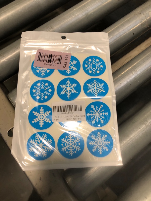 Photo 1 of 1.5 inch 120 PCS Snowflakes Merry Christmas Stickers Labels Adhesive Decorative Envelope Seals Stickers for Cards Envelopes Boxes