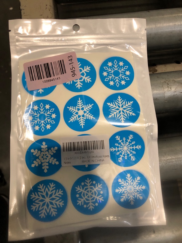 Photo 1 of 1.5 inch 120 PCS Snowflakes Merry Christmas Stickers Labels Adhesive Decorative Envelope Seals Stickers for Cards Envelopes Boxes