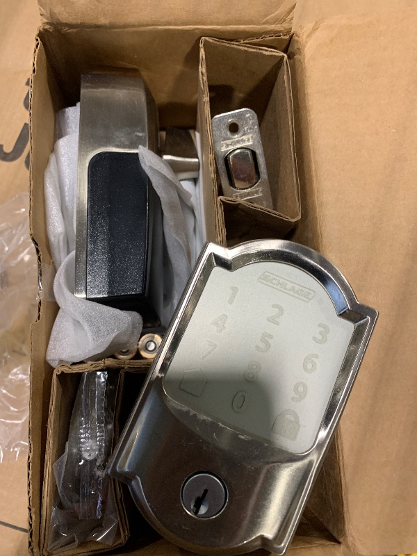 Photo 1 of Schlage BE499WB CAM 619 Encode Plus WiFi Deadbolt Smart Lock, Keyless Entry Touchscreen Door Lock with Camelot Trim, Satin Nickel