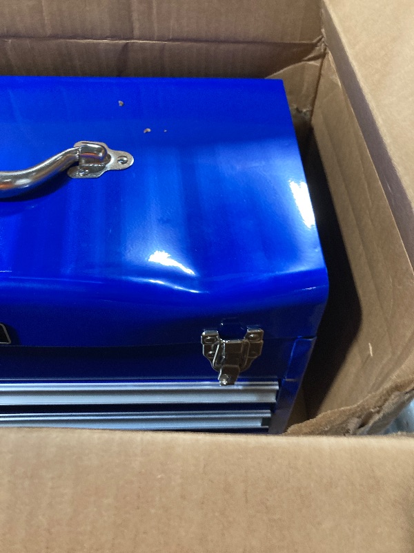 Photo 1 of *****HAS A DING IN IT*****WORKPRO Tool Box with Drawers, 18 Inch with 2 Drawers and 1 Top Storage, Portable Toolbox with Metal Latch and Liner for Garage, Office and Home Storage, 100 LBS Load Capacity (Totally)