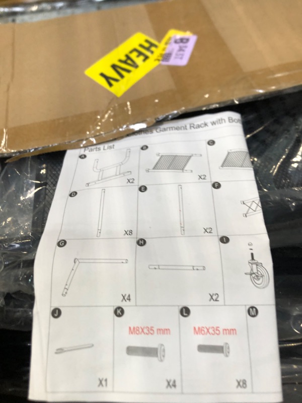 Photo 1 of *MISSING PARTS UNKNOWN*
Ekisemio Clothes Rack Heavy Duty Load 450 LBS, 44 Inch Double Rod Rolling Clothing Rack for Hanging Clothes, Metal Garment Rack with Shelves, Wardrobe Rack Portable Closet, Black