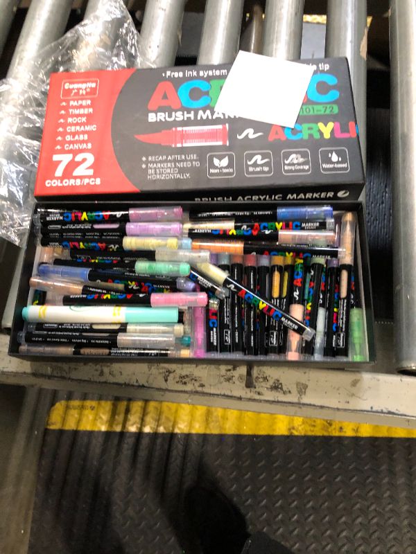 Photo 1 of *MISSING PARTS UNKNOWN*
72 Colors Soft Brush Tip Acrylic Markers Set, Paint Pens for Rock, Wood, Fabric, Canvas, Glass, DIY Crafts, Waterproof Paint Markers, Vibrant Acrylic Pens for Artists and Art Projects
