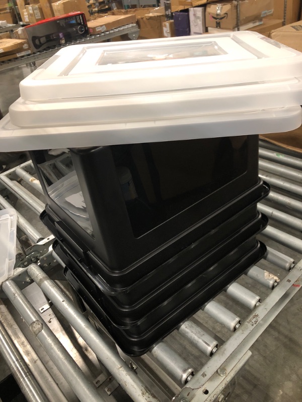 Photo 1 of ****ONLY 3 Pack***

IRIS USA File Box, Plastic File Organizer with Lids for Letter/Legal File, Portable Document Box For Moving, Storage Bin with Durable and Secure Lid, Stackable Nestable BPA-Free, Black 35 Qt. 3 Pack