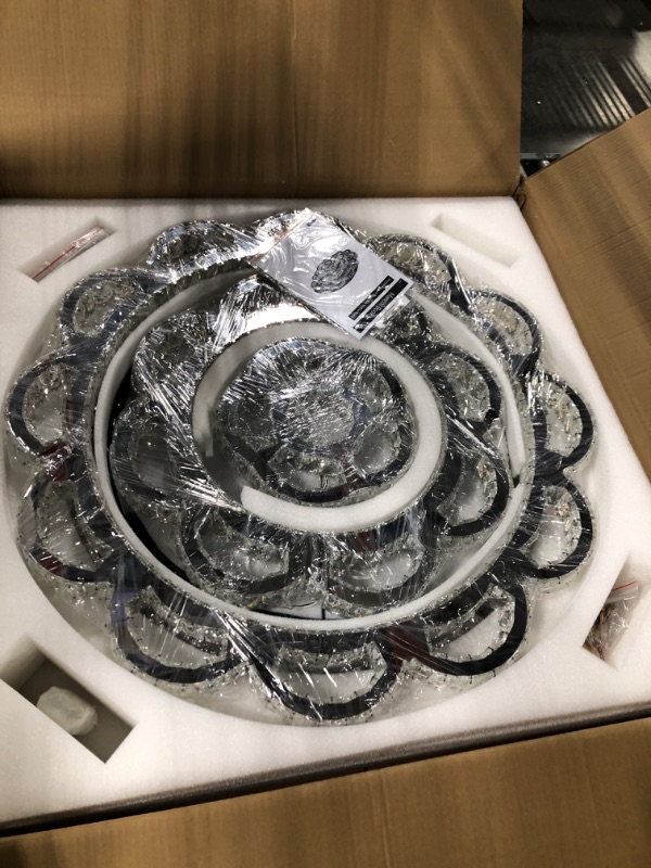 Photo 1 of Dia 32" Modern Crystal Chandeliers for Living Room LED Dimmable Bedroom Chandelier with Remote Crystal Ceiling Light Fixture Flush Mount Chandelier for Dining Room Foyer