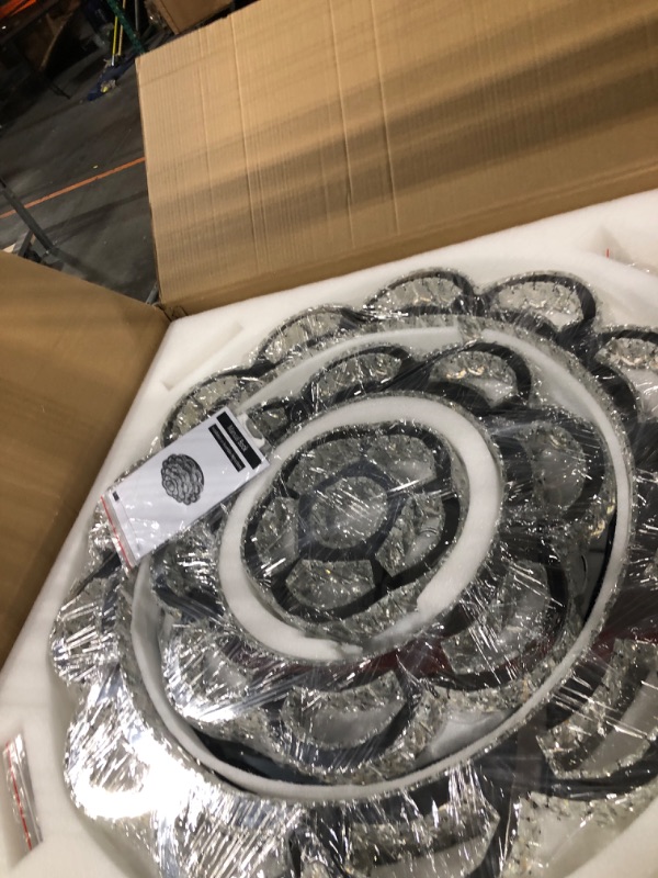 Photo 1 of Dia 32" Modern Crystal Chandeliers for Living Room LED Dimmable Bedroom Chandelier with Remote Crystal Ceiling Light Fixture Flush Mount Chandelier for Dining Room Foyer