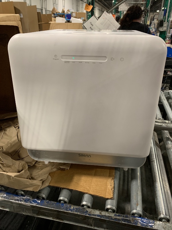 Photo 1 of **IT IS NOT PROPERLY ASSEMBLED AT THE BACK , AND IT IS BIT DIRTY.***
 Silonn Portable Countertop Dishwasher, 5L Tank No Plumbing Needed 7 Wash Prog 360° Spray, 4-Place Settings Dishwasher Auto Dry for Apartments RVs Dorms