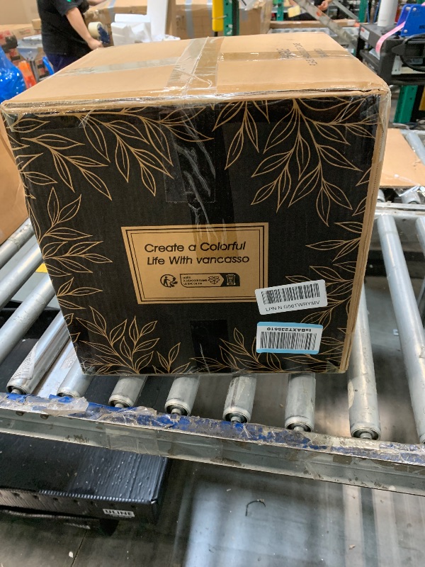 Photo 1 of ****THERE IS ONLY ONE LARGE PLATE.***
 Stern Blue Dinnerware Set Square Tableware 113 Pieces Kitchen Dinnerware Stoneware Crockery Set with Dinner Plate, Dessert Plate, Bowl and Soup Plate Service for 4