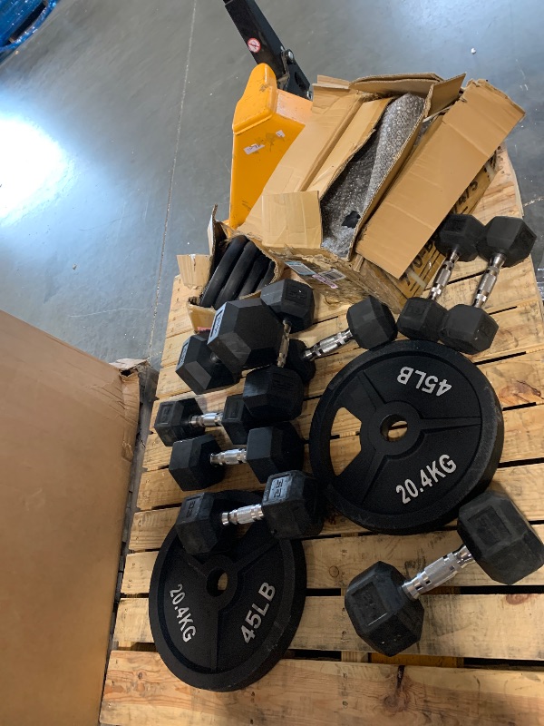 Photo 1 of ***SALE FINAL, INCOMPLETE SET*** MISC WEIGHT PLATES AND DUMBBELLS