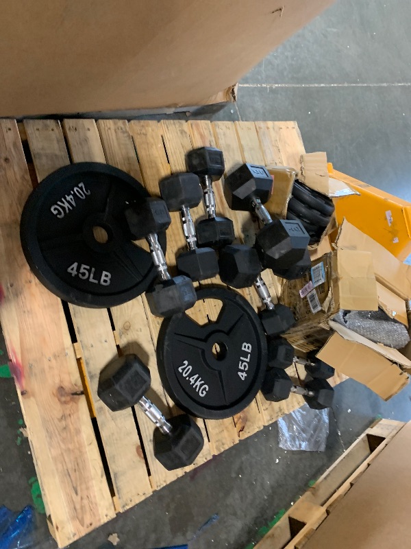 Photo 1 of ***SALE FINAL, INCOMPLETE SET*** MISC WEIGHT PLATES AND DUMBBELLS