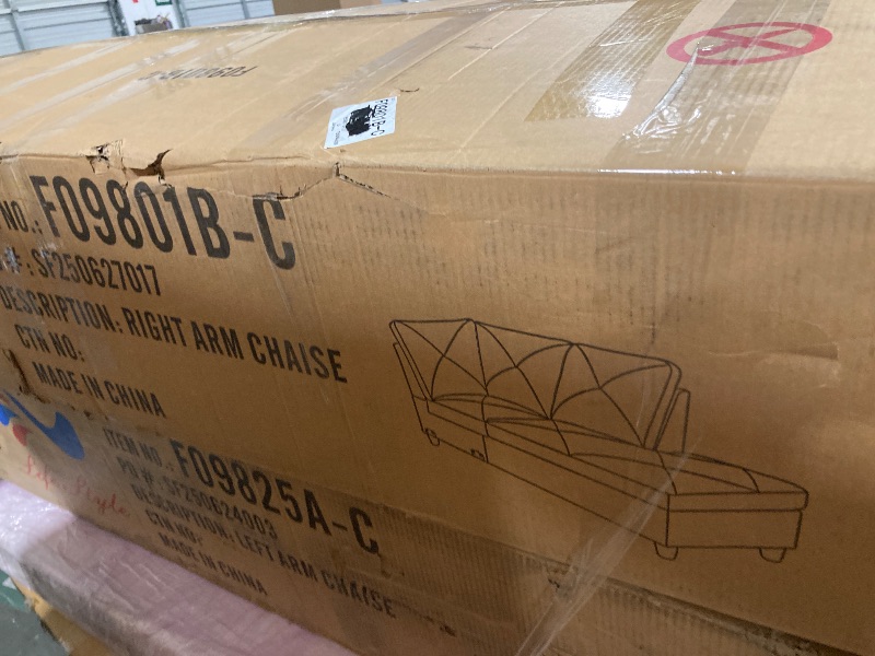 Photo 1 of ****MULTIPLE BOX SET, LEFT & RIGHT CHAISES ONLY, NO OTTOMAN**** Lyngins Couches for Living Room Modern L Shaped Couch Comfy Flannelette Fabric 3 Pieces Sectional Sofa with Chaise, Ottoman with Storage for Office and Small Apartment, Off-White