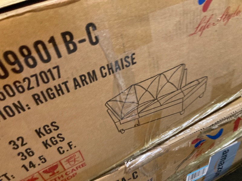 Photo 1 of ****MULTIPLE BOX SET, LEFT & RIGHT CHAISES ONLY, NO OTTOMAN**** Lyngins Couches for Living Room Modern L Shaped Couch Comfy Flannelette Fabric 3 Pieces Sectional Sofa with Chaise, Ottoman with Storage for Office and Small Apartment, Off-White