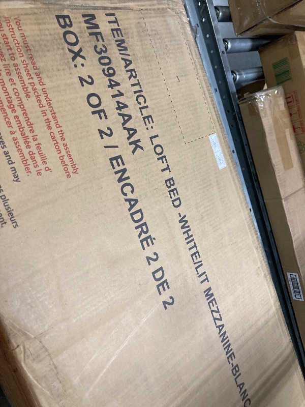 Photo 1 of ***PARTIAL SET, BOX 2/2 ONLY*** Ball & Cast Full Size Loft Bed with Desk & Lateral Storage Ladder,Heavy Duty Metal Bedframe W/Safety Guard,Easy Assembly,Space Saving,Modern Bedroom Furniture for Boys Girls Teens Adult,White