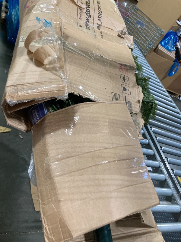 Photo 1 of ****9ft Pre- Snow Flocked Artificial Full Christmas Tree with Warm Lights, Artificial Christmas Tree Full Prelighted Xmas Tree with 1800 Branch Tips, 900 Warm Lights & Foldable Stand, Green White