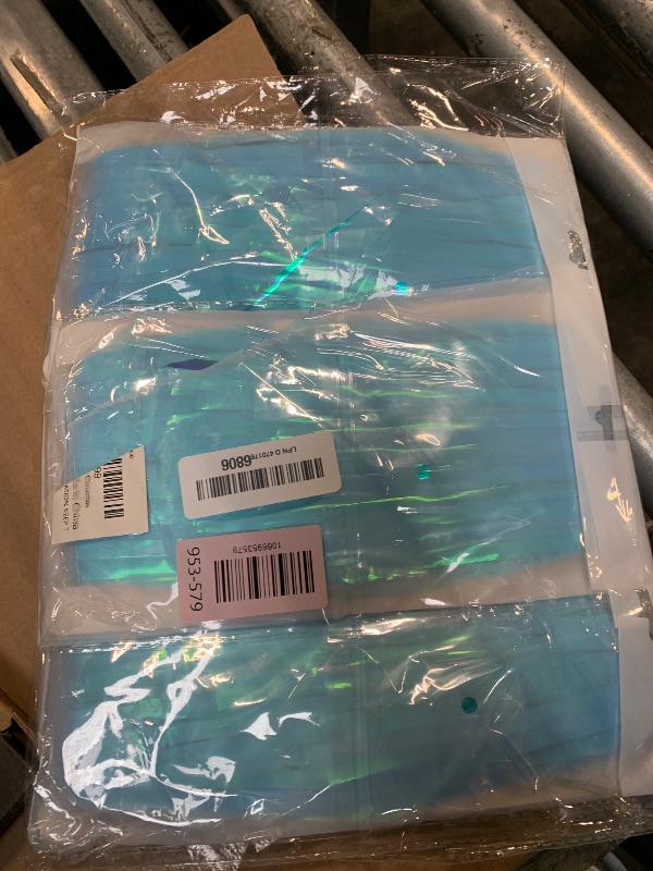 Photo 1 of DECOCKRAT 3 Pack Foil Fringe Backdrop - Transparent Blue Shiny Tinsel Curtains for Party Decoration/Photo Booth Props - 3.3x8.2FT Metallic Foil Backdrop for Birthday, Wedding, Graduation, Christmas