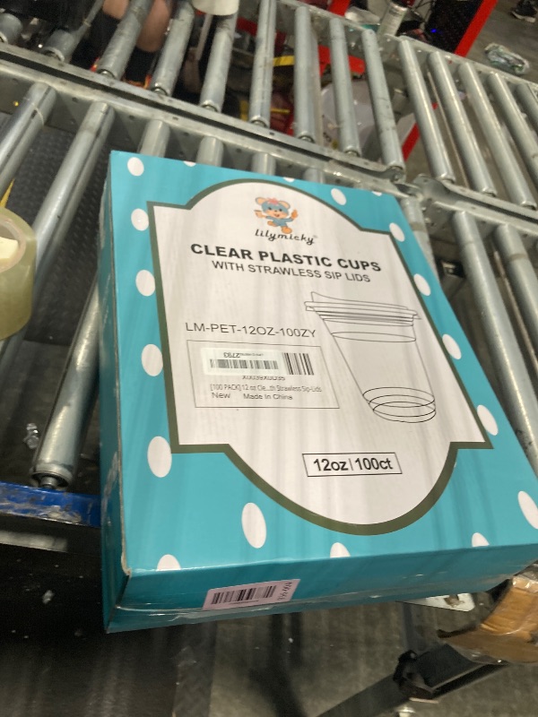 Photo 1 of [100 PACK] 12 oz Clear Plastic Cups With Strawless Sip Lids, Disposable Plastic Cups With Sip Through Lids for Ice Coffee, Smoothie, Slurpee, or Any Cold Drinks