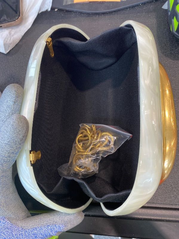 Photo 1 of *MINOR DAMAGE - USED*
Bagkeak Trendy Acrylic Clutch Bag Evening Handbag Y2K Crossbody Bag For Women Womens Casual Summer Beach Purse For Party Metal Handle