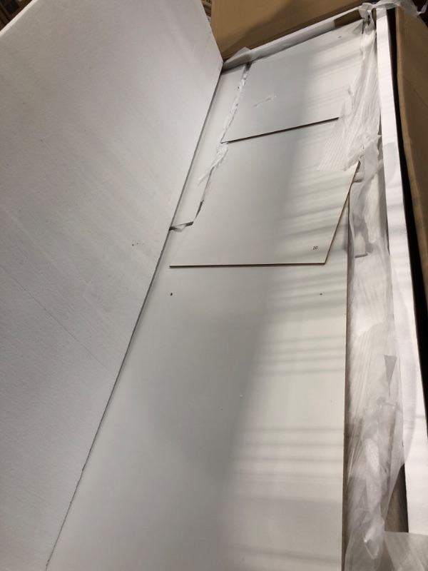 Photo 1 of ***UNKNOWN MISSING PIECES***DWVO 56.3" Makeup Vanity with LED Lighted Mirror, Large Vanity Desk with RGB Glass Cabinets, Open Shelving, Built-in Power Strip & Cushioned Stool