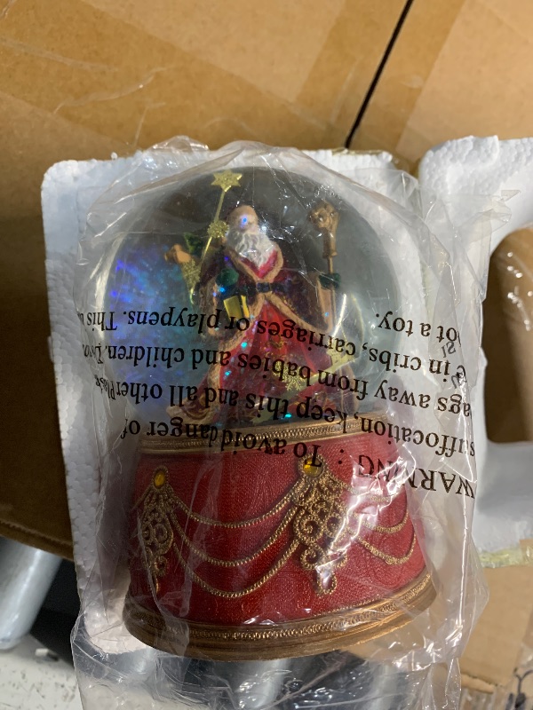 Photo 1 of ***(MINOR DAMAGE/ SEE NOTES FOR DETAILS)***Roman Santa with Snowflakes Musical We Wish You a Merry Christmas 100mm Snow Globe