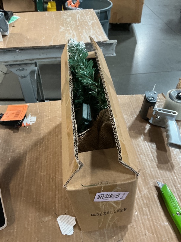 Photo 1 of [ 8 Modes & Timer] 2Pack 24 Inch Realistic Tabletop Christmas Tree Small Christmas Tree with 50 Warm Lights Battery Operated Red Berries Pine Cone Burlap Base Indoor Home Table Christmas Decorations