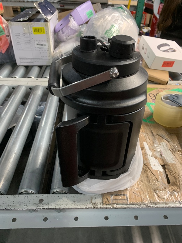 Photo 1 of ***(MINOR DAMAGE/ MISSING PARTS)***1 Gallon Insulated Water Bottle for Travel: 2-in-1 Straw Spout Lid, Dual Handle, Leakproof, Keep Cold 48H, 128oz Stainless Steel Water Jug for Gym, Biking, Road Trip, Work, Home, Picnic (Midnight)