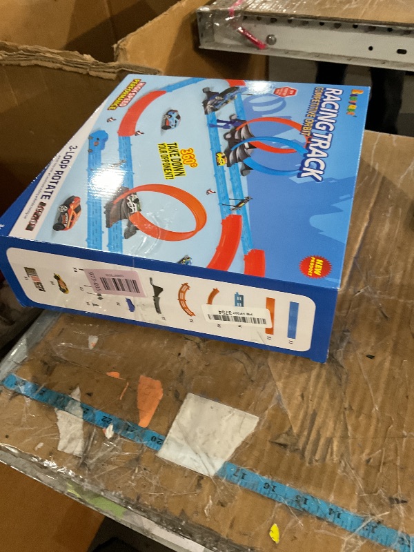 Photo 1 of ?Slot Car Race Track Sets with 360° Thrill Loops & 4 High-Speed Cars, 64 Pcs Large Flexible Racing Track for Kids Ages 3-5 4-8 8-12, Race Car Toys Gift for Boys Girls Birthday Christmas