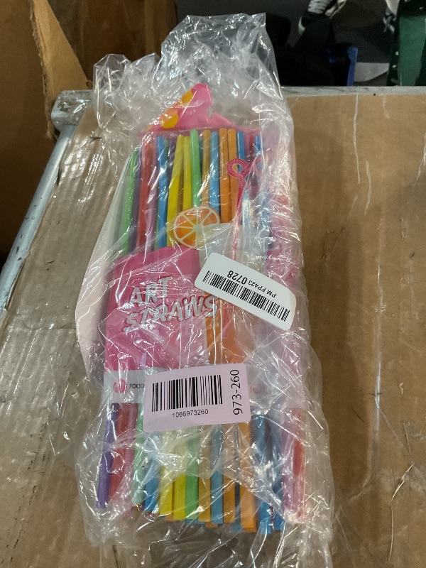 Photo 1 of [100 Pack] 10.24" High Extra Long Flexible Plastic Straws, Disposable Drinking Straws, Colorful Bendy Straws - Assorted Colors