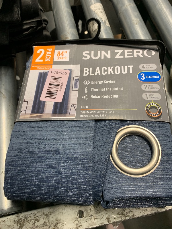 Photo 1 of ***STOCK PHOTO FOR REFERENCE ONLY***
Sun Zero Vance 2-Piece Magnetic Closure 100% Blackout Back Tab Curtain Panel Pair, 37"x84", NAVY