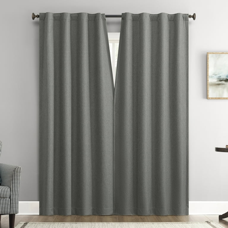Photo 1 of ***STOCK PHOTO FOR REFERENCE ONLY***
Sun Zero Vance 2-Piece Magnetic Closure 100% Blackout Back Tab Curtain Panel Pair, 37"x84", NAVY