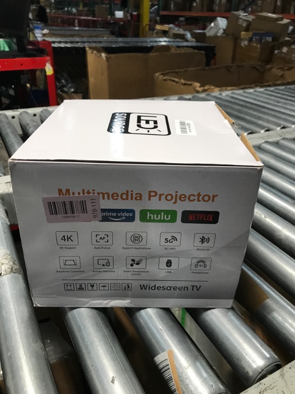 Photo 1 of [Auto Focus/4K Support]A8 Projector with 5G WiFi and Bluetooth , 600 ANSI Native 1080P Outdoor Movie Projector, Auto 6D Keystone , Home Theater Projector compatible with Phone/TV Stick/PC