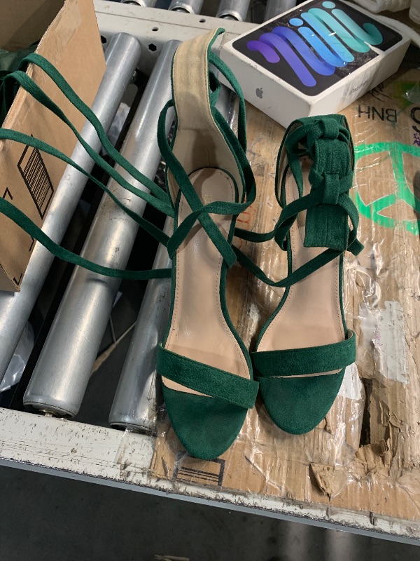 Photo 1 of ***(HEAVILY USED/ MINOR DAMAGE)***Allegra K Women's Open Toe Stiletto Heel Lace up Heels Green Sandals 7.5 M US