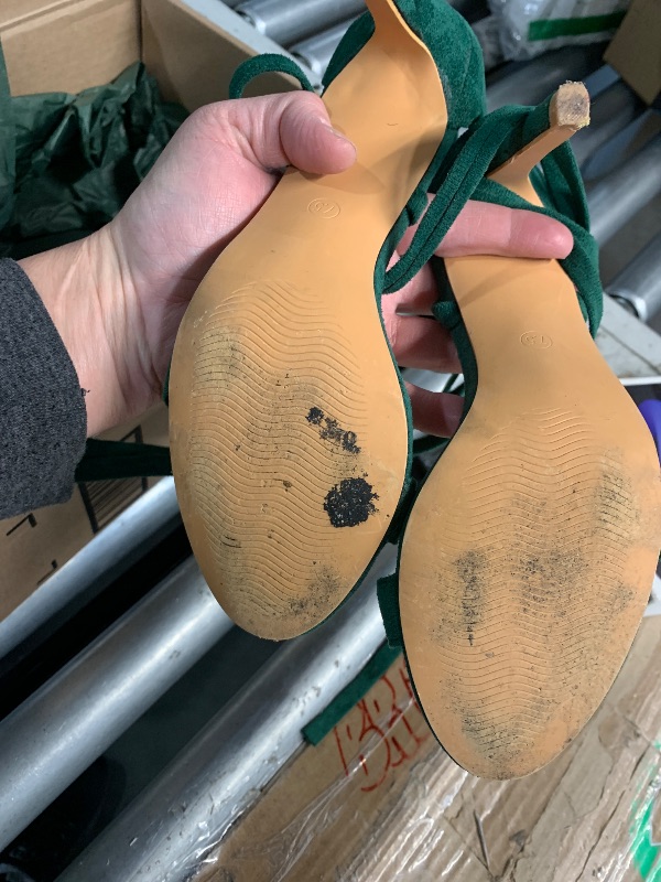 Photo 1 of ***(HEAVILY USED/ MINOR DAMAGE)***Allegra K Women's Open Toe Stiletto Heel Lace up Heels Green Sandals 7.5 M US