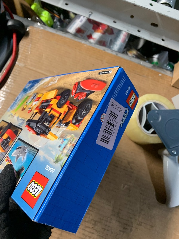 Photo 1 of ***FACTORY SEALED***LEGO City Lifeguard Beach Rescue Truck Toy - Building Set for Kids, Boys and Girls, Ages 6+ - Includes 2 Minifigures, Shark Toy - Gift for Beach-Loving Kids - 60453