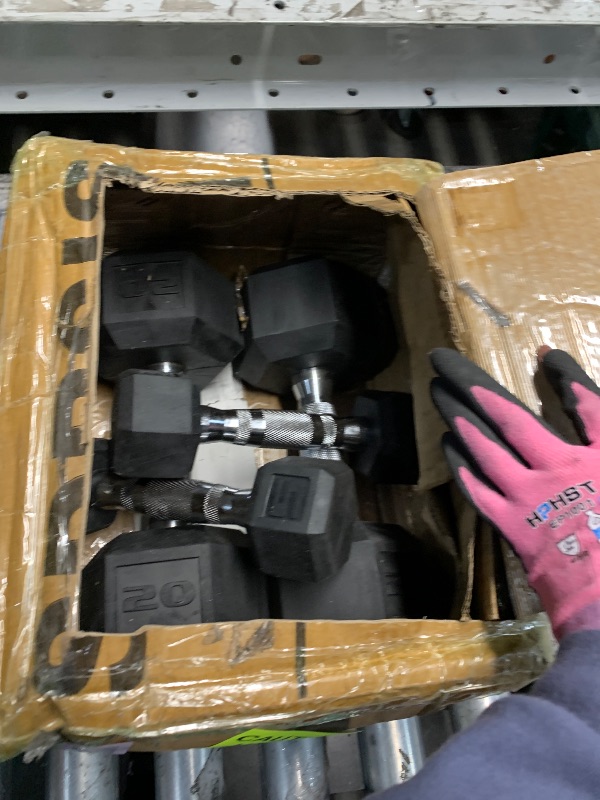 Photo 1 of ***4 PIECES SET*** 50 LB (2*20LB) (2*5LB) Cap Barbell 150 LB Rubber Coated Hex Dumbbell Hand Weight Set 