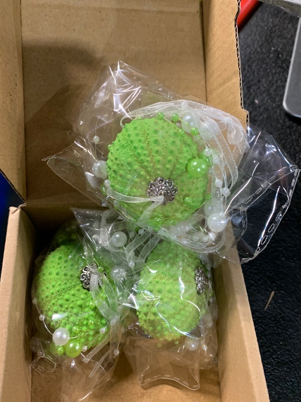 Photo 1 of ***(STOCK PHOTO FOR REFERENCE ONLY)***3 Pcs Sea Urchin Jellyfish Christmas Ornament Coastal Beaded Beach Theme Holiday Decorations Ocean Inspired Elegant Hanging Jellyfish Decorations with Crystal and Ribbons (Green)