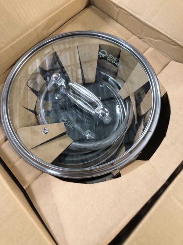 Photo 1 of ***MISSING PARTS***
COOKER KING Hybrid Nonstick 6 Pcs Pot Set, 1.5 & 2QT Saucepan and 5-Quart Pots with Glass Lids, Induction Stainless Steel Cookware, Stay-Cool Handles, Dishwasher Safe, Compatible with All Cooktops