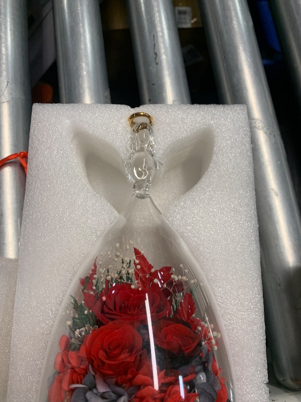 Photo 1 of ***MAJOR DAMAGE SEE NOTES/PICS***
AIMEYE Valentines Day Roses Gifts for Women,Preserved Real Flowers Roses in Glass Angel Figurines,Valentines Day Gifts for Women Mom Wife Girlfriend./Red