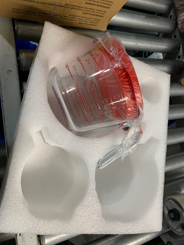 Photo 1 of ***(MISSING 2/ ONLY 4 CUP WITH LID)***M MCIRCO 6 Pcs Glass Measuring Cups with Lids Set, 1-Cup, 2-Cup, 4-Cup Measuring Jugs with Handle, Nesting Liquid Measuring Cups for Kitchen