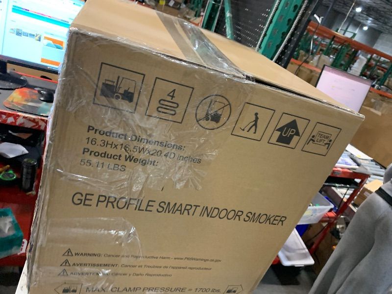 Photo 1 of (untested/used) GE Profile™ Smart Indoor Pellet Smoker, with Active Smoke Filtration, 5 Smoke Control Settings, WiFi Connected, Electric, Countertop BBQ Appliance, Black